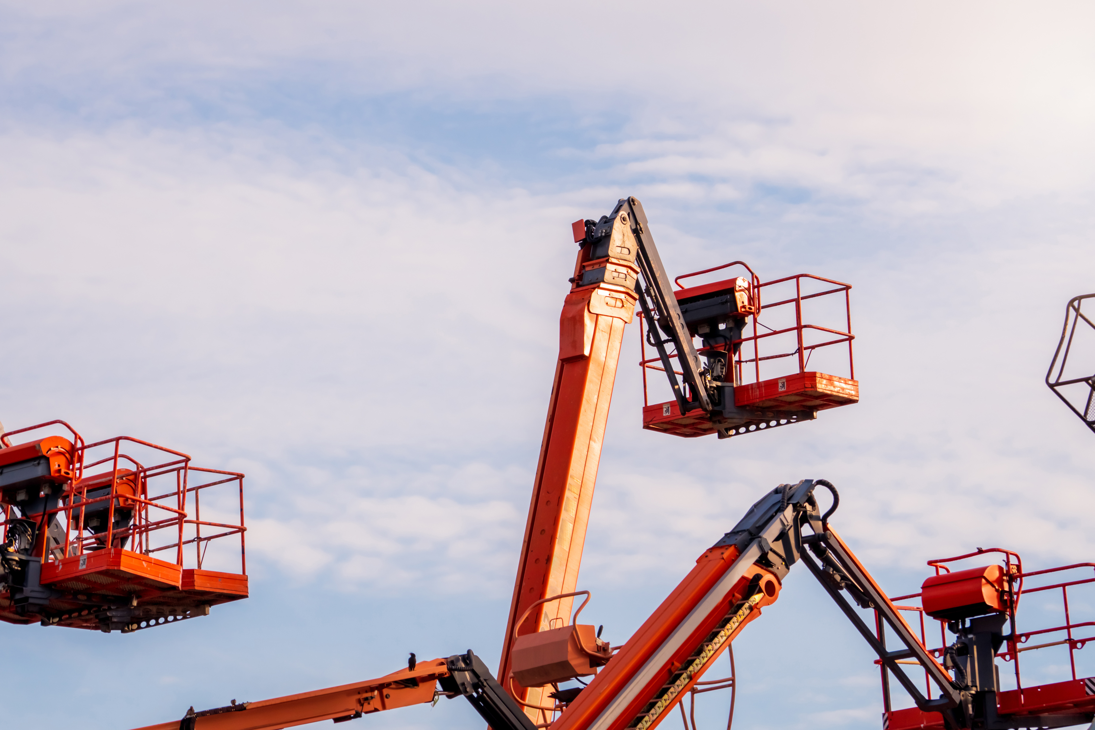 Articulated boom lift. Aerial platform lift. Telescopic boom lif